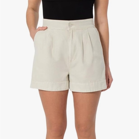 NWT Joie Linen Cotton Blend Pleated High Waist Shorts Size M Beige Pockets Y2K - Picture 2 of 16